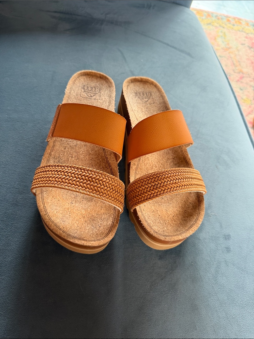 Reef Women's Cognac Double-Strap Braided Slide Sandals